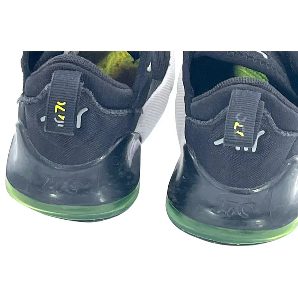 Nike Air Max 270 Kids' Running Shoes, Size 10c Black/White/Neon Green